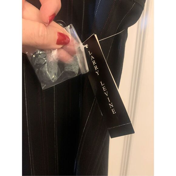 LARRY LEVINE SKIRT OFFICE SIREN STRAIGHT BLACK W/RED AND WHITE PINSTRIPES SZ 14 - Picture 3 of 13